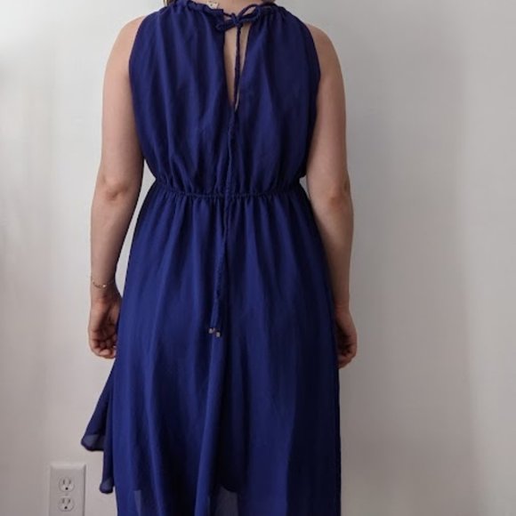 Blue Formal Dress with Key Hole High Low Length S Small Size 4 Double Zero - Picture 5 of 9